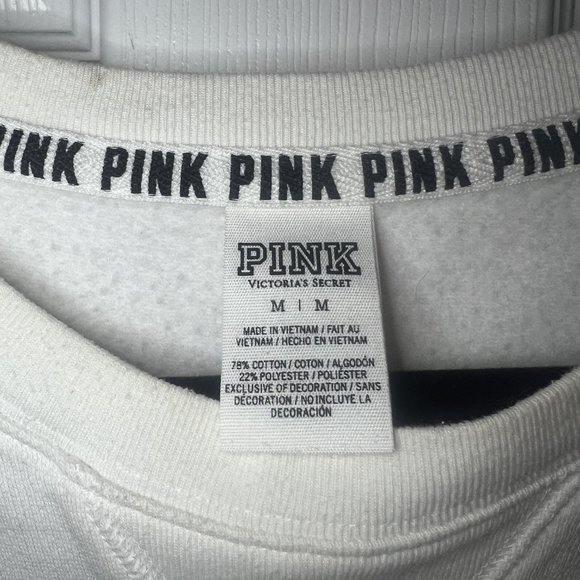 PINK All White Crewneck Sweater - Picture 3 of 4